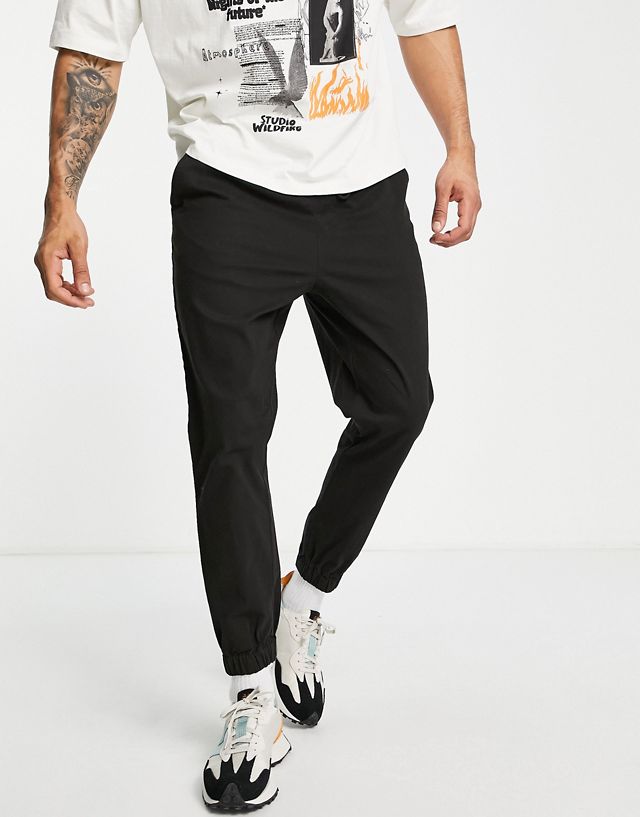 ASOS DESIGN tapered chino joggers with elasticized waist in black