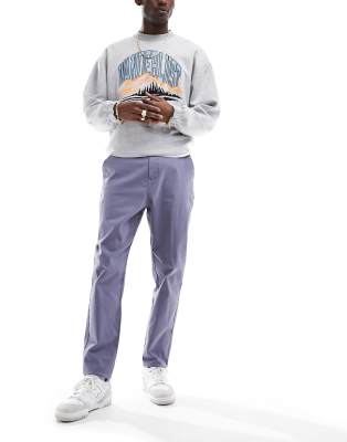 Asos Design Tapered Chino Pants In Washed Gray-navy In Navy