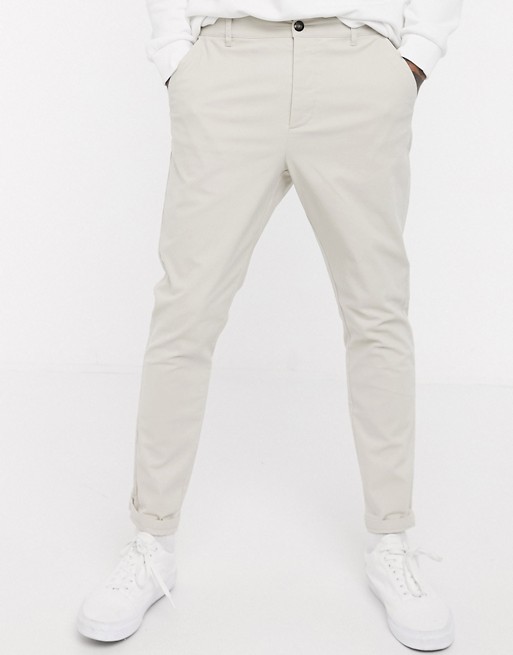 ASOS DESIGN tapered chinos in beige