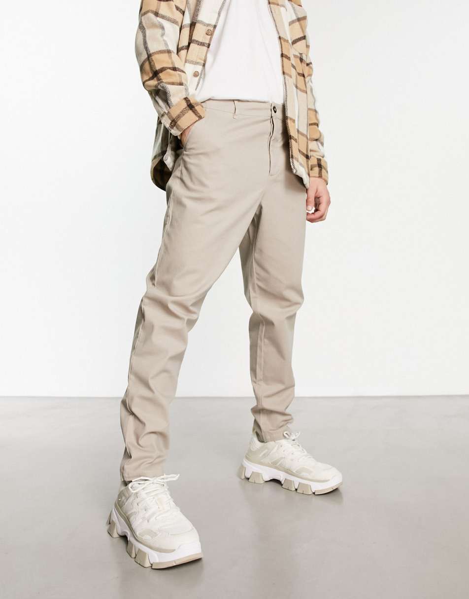 ASOS DESIGN tapered chinos in beige