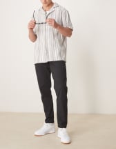 ASOS DESIGN cheesecloth textured regular shirt in black
