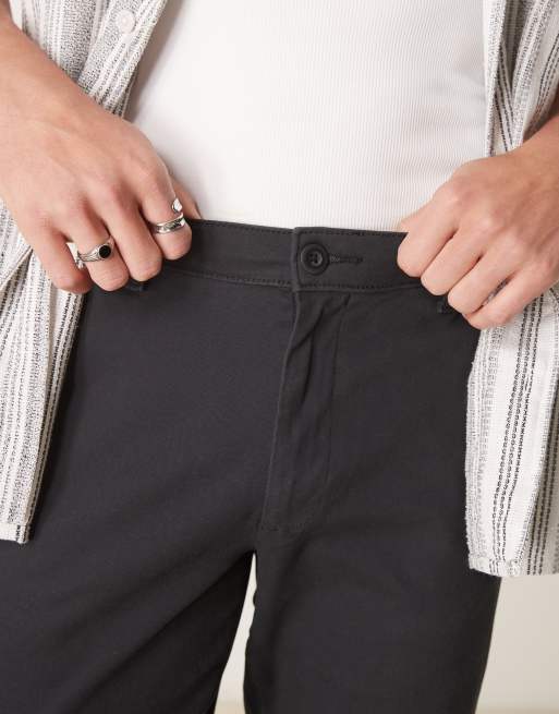ASOS DESIGN tapered chinos in black