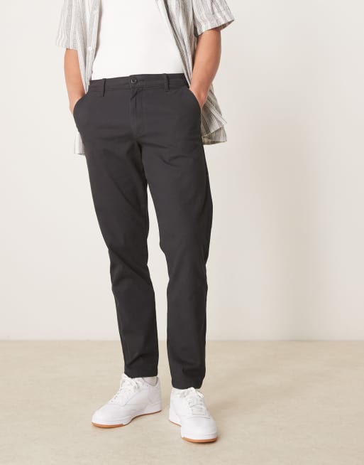 ASOS DESIGN tapered chinos in black