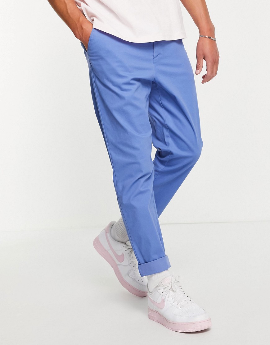 ASOS DESIGN tapered chinos in bright blue-Blues