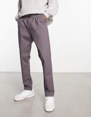 ASOS DESIGN tapered chinos in charcoal-Grey