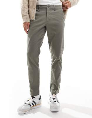 Asos Design Tapered Chinos In Charcoal-gray