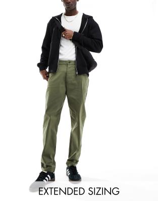 Asos Design Slim Chinos In Warm Khaki-green In Green