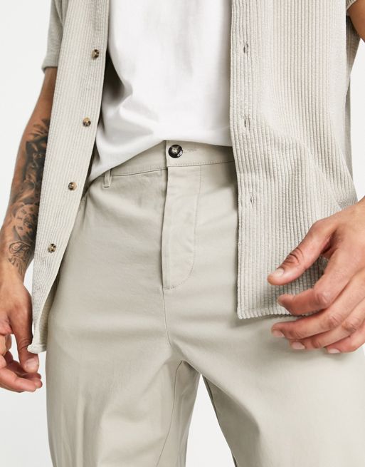 ASOS DESIGN tapered chino joggers in beige