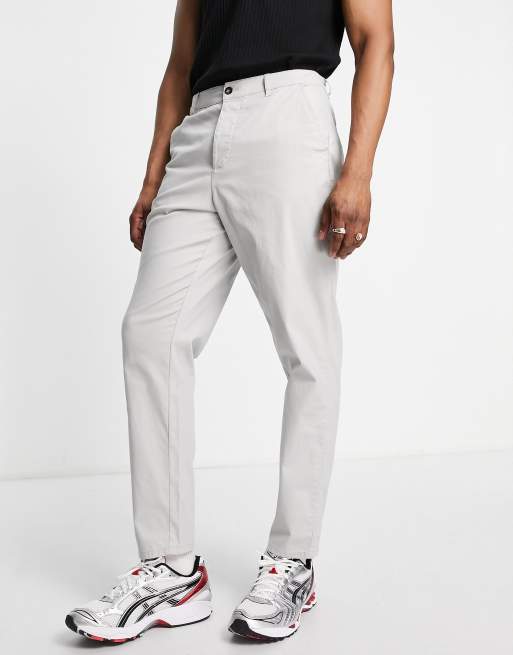 Asos Design Tapered Chinos In Light Grey Asos 7395