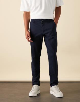 Asos Design Tapered Chinos In Blue