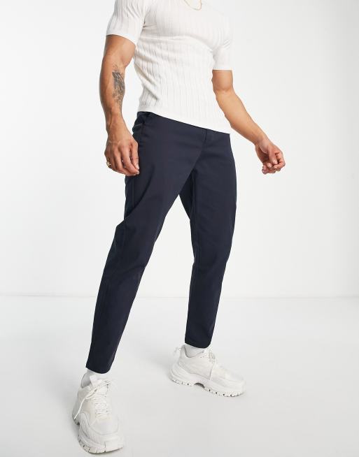 Tapered navy hot sale chinos