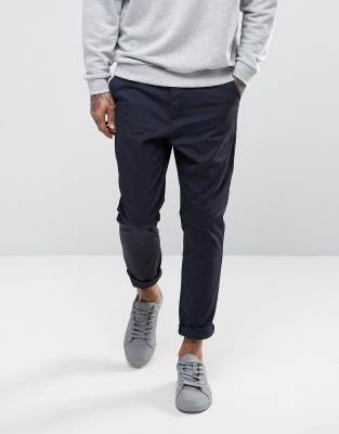 ASOS DESIGN tapered chinos in navy | ASOS