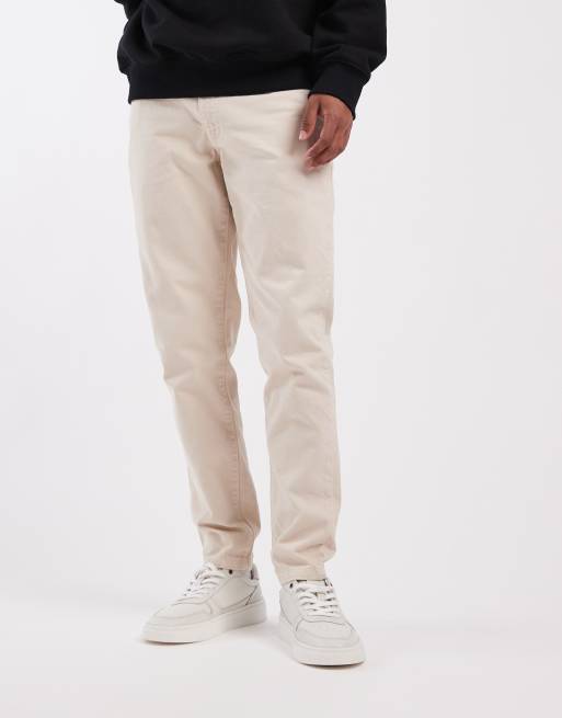 ASOS DESIGN tapered chinos in stone with comfort stretch