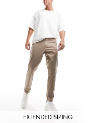 ASOS DESIGN tapered chinos in stone-Neutral