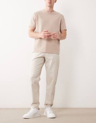 Asos Design Tapered Chinos In Neutral