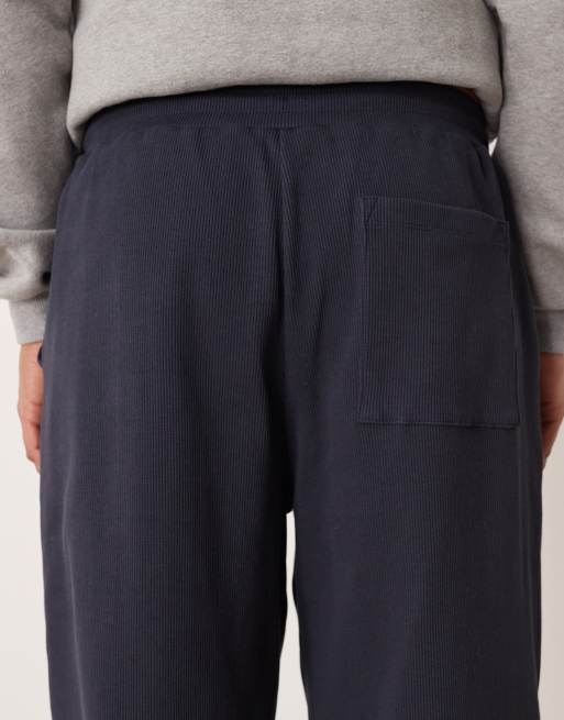 ASOS DESIGN tapered co-ord heavyweight ribbed joggers in navy - NAVY, 5 of 5