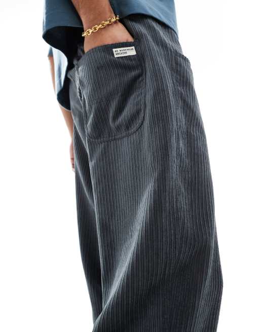 ASOS DESIGN tapered cord trouser in charcoal grey 