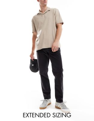 Asos Design Tapered Corduroy Pants In Navy