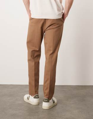 ASOS DESIGN tapered cotton chino dress pants in brown