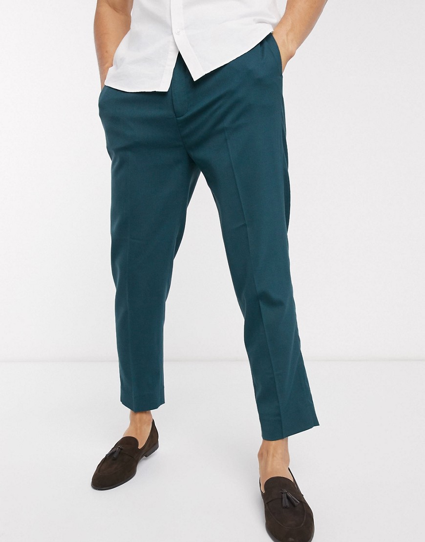 ASOS DESIGN tapered crop smart pants in pine green