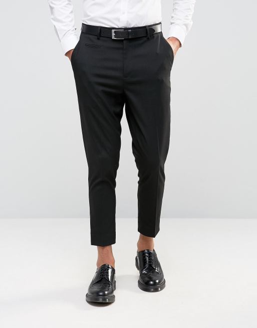 ASOS DESIGN tapered cropped pants in black