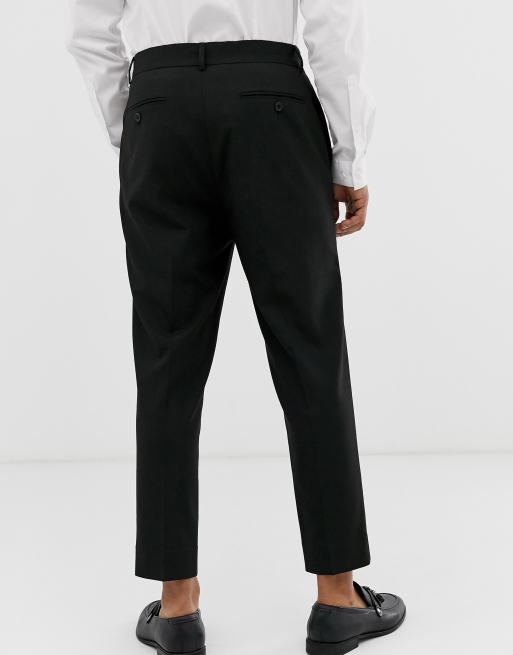ASOS DESIGN tapered cropped smart trousers in black