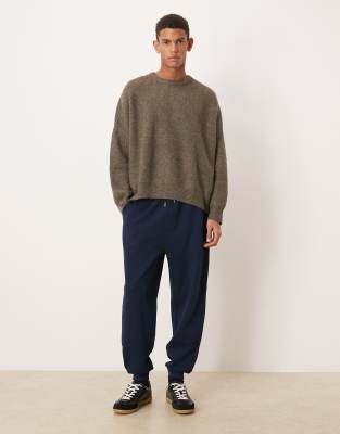 Asos Design Tapered Cuffed Sweatpants In Blue
