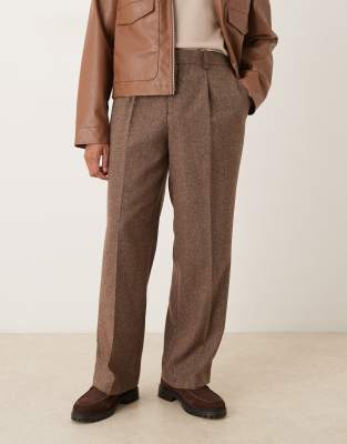 Asos Design Tapered Dress Pants In Brown