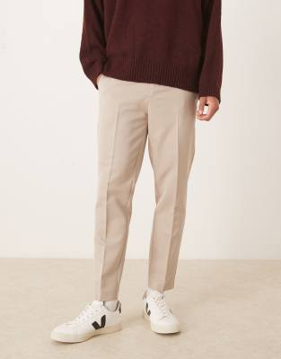 Asos Design Tapered Dress Pants In Neutral