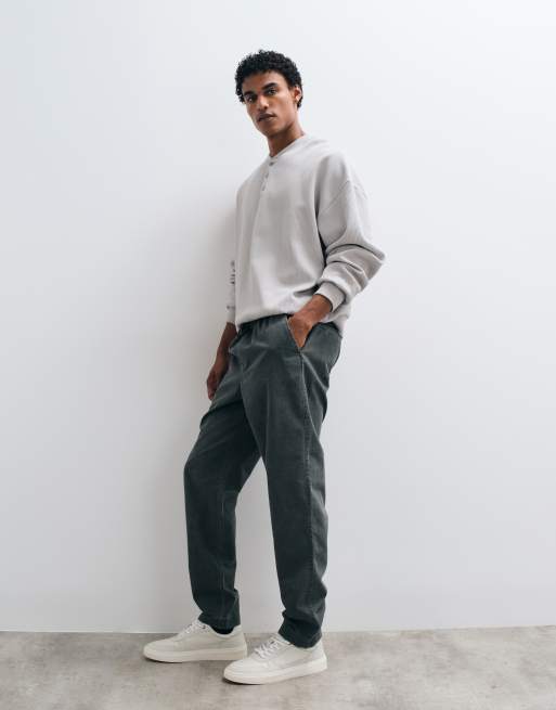 ASOS DESIGN tapered elasticated pants with drawcord in charcoal ripstop, 2 of 5