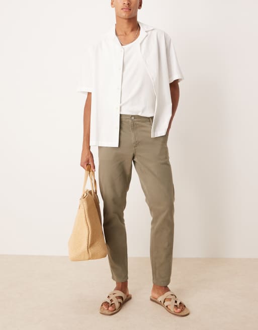 ASOS DESIGN tapered fit chino in khaki