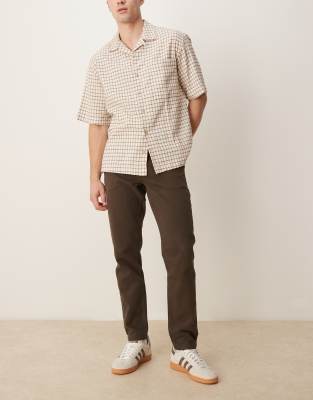 Asos Design Tapered Fit Chinos In Brown