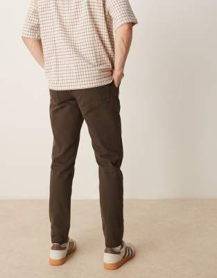 Asos Design Tapered Fit Chinos In Brown