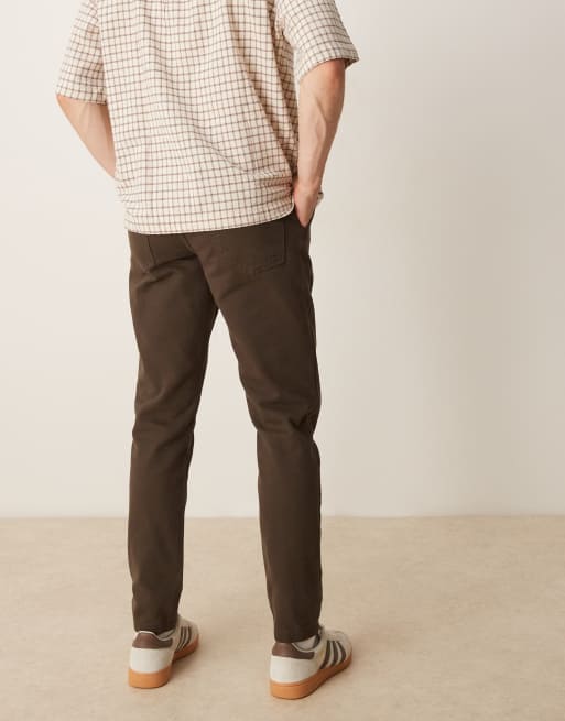 ASOS DESIGN tapered fit chinos in brown
