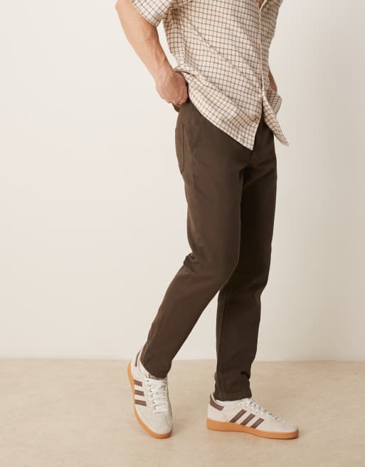 ASOS DESIGN tapered fit chinos in brown