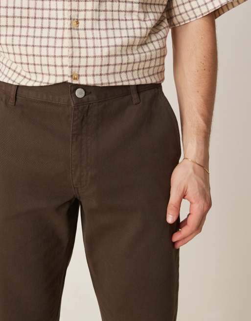 ASOS DESIGN tapered fit chinos in brown
