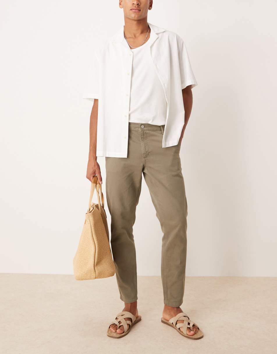 Asos Design Tapered Fit Chinos In Gray