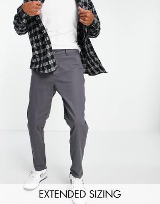 ASOS DESIGN TAPERED FIT CHINOS IN CHARCOAL-GRAY