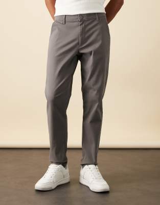 Asos Design Tapered Fit Chinos In Gray