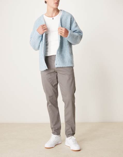 ASOS DESIGN tapered fit chinos in grey - view 1