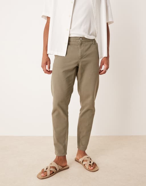ASOS DESIGN tapered fit chinos in khaki