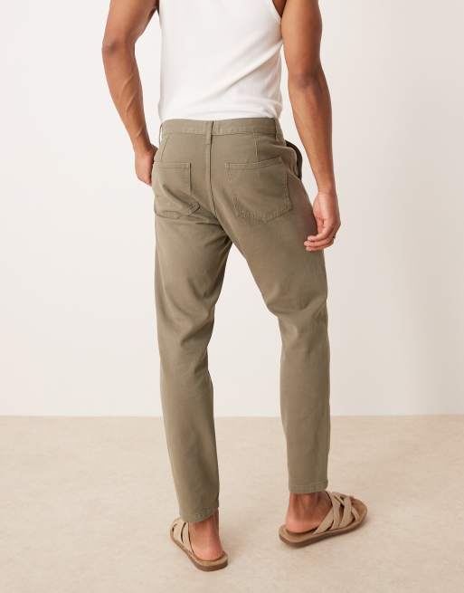 ASOS DESIGN tapered fit chinos in khaki