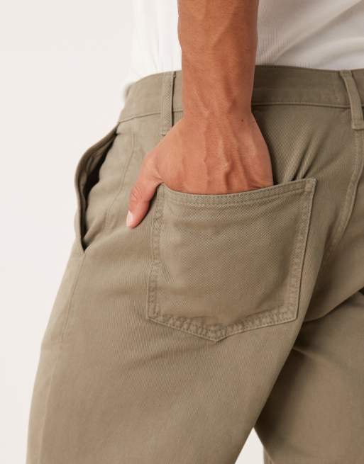 ASOS DESIGN tapered fit chinos in khaki