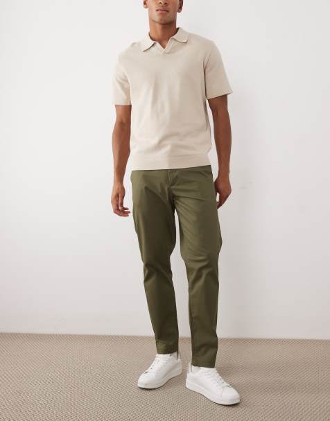 ASOS DESIGN tapered fit chinos in khaki - view 1