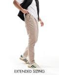 [ASOS DESIGN] ASOS DESIGN tapered fit cord pants with elasticated waist in taupe-Neutral S Taupe