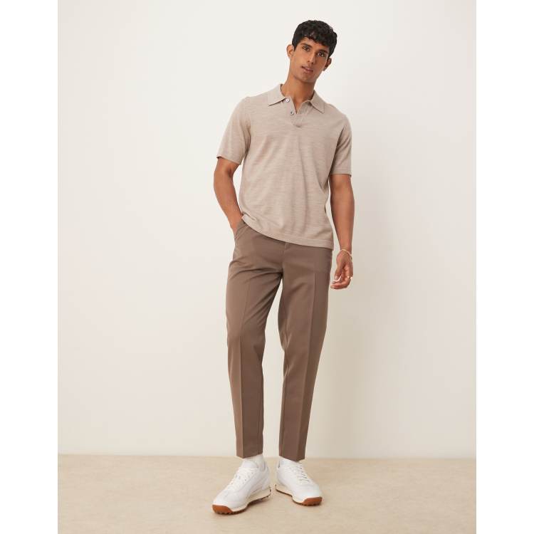 brown dress pants Chocolate High Waisted Wide Leg - All Bottoms elastic back ASOS DESIGN tapered fit dress