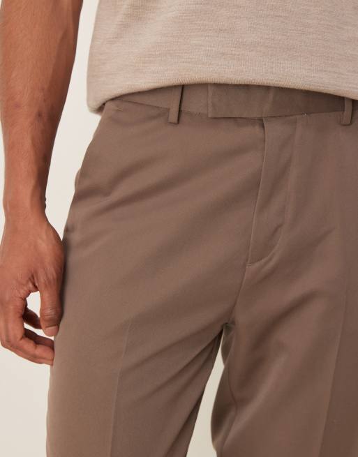 ASOS DESIGN tapered fit dress pants in brown