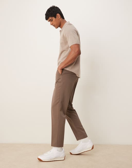 ASOS DESIGN tapered fit dress pants in brown
