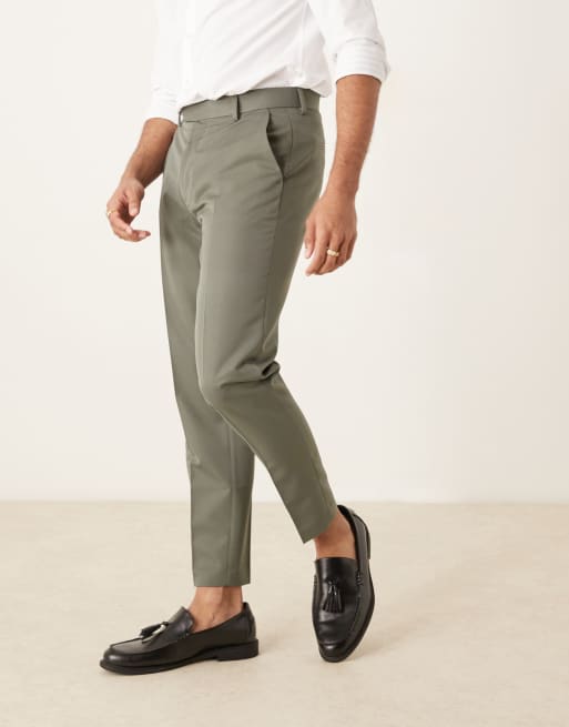 ASOS DESIGN tapered fit dress pants in green