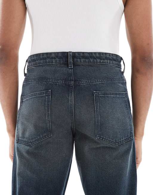 ASOS DESIGN tapered fit jeans in dark wash blue, 5 of 5